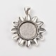 Sun Flower Alloy Pendant Cabochon Settings and Half Round/Dome Clear Glass Cabochons US-DIY-X0222-AS-4