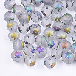 Autumn Theme Electroplate Transparent Glass Beads US-EGLA-S178-01E