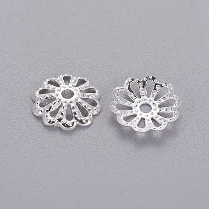 Silver Color Plated Filigree Flower Iron Fancy Bead Caps US-X-IFIN-E191Y-S-1