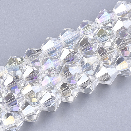 Electroplate Glass Beads Strands US-EGLA-Q118-6mm-B17-1