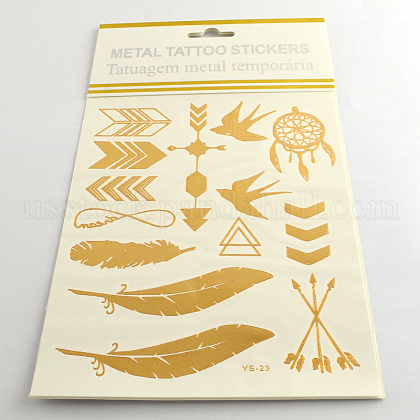 Mixed Shapes Cool Body Art Removable Fake Temporary Tattoos Metallic Paper Stickers US-AJEW-Q081-46-1