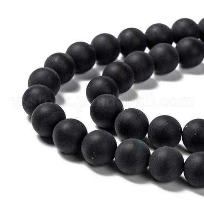 Dyed & Heated Natural Black Agate Bead Strands&nbsp;US-G-H056-8mm-3