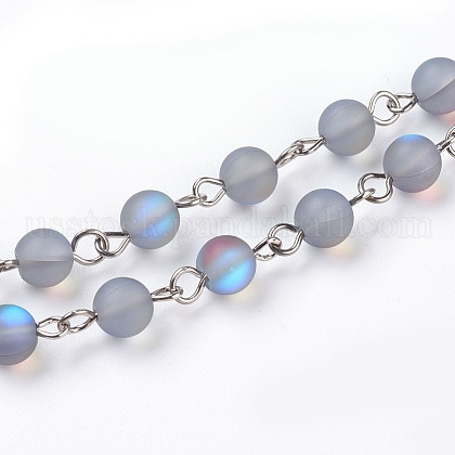 Handmade Natural Moonstone Beads Chains US-AJEW-JB00430-1