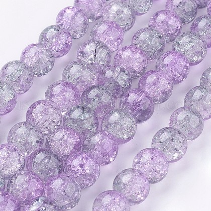 Spray Painted Crackle Glass Beads Strands US-CCG-Q002-10mm-02-1