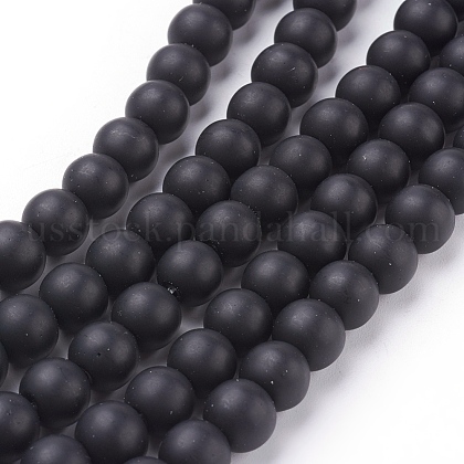 Synthetic Black Stone Beads Strands US-G508-1-1