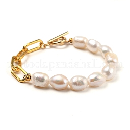 Natural Baroque Pearl Keshi Pearl Beaded Bracelets US-BJEW-JB05317