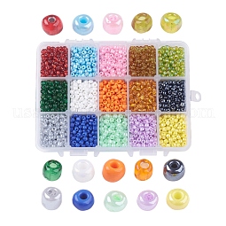 1 Box 15 Color 6/0 Glass Seed Beads US-SEED-X0023-B