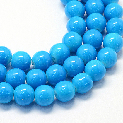 Baking Painted Glass Round Bead Strands US-DGLA-Q020-6mm-31-1