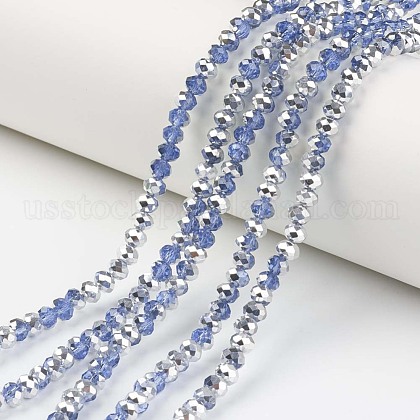 Electroplate Transparent Glass Beads Strands US-EGLA-A034-T6mm-M03-1