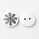 Flat Round with Snowflake 2-Hole Printed Wooden Buttons US-BUTT-M014-42-2
