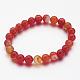 Natural Striped Agate/Banded Agate Beaded Stretch Bracelets US-BJEW-JB02564-2