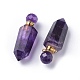 Faceted Natural Amethyst Openable Perfume Bottle Pointed Pendants US-G-P435-D-02G-2