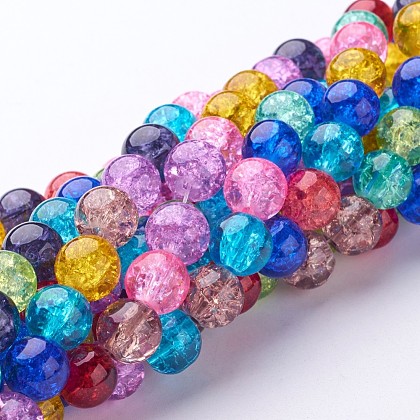 Crackle Glass Beads Strands US-GGM004-1